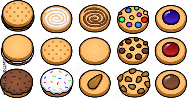 Obraz cookies biscuit vector icons