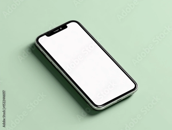 Fototapeta A modern smartphone, sleek and stylish, rests elegantly against a simple and eye-catching pastel backdrop, ideal for showcasing digital content and capturing the essence of modern technology.