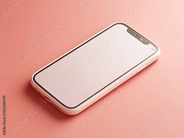Obraz A sleek smartphone showcases a blank screen, perfect for displaying your app, on a minimalistic coral background. Capturing a feeling of innovation and connection.