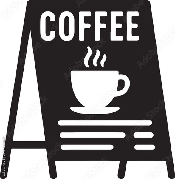 Fototapeta Silhouette vector of a coffee menu board. Great for café signage, restaurant displays, and branding designs.