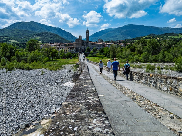 Obraz View of the famous bridge of Bobbio town