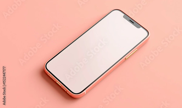 Fototapeta A modern smartphone mockup, showcasing sleek design and high-resolution display, is presented against a vibrant backdrop. This image evokes a sense of innovation, tech, and connectivity.