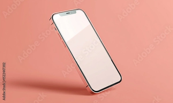 Fototapeta Modern Mobile Device with Sleek Design Displayed on Solid Background