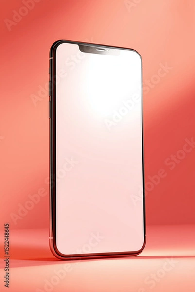 Fototapeta A sleek and modern smartphone with a blank screen, set against a vibrant backdrop. highlighting its elegant design and potential for customization.