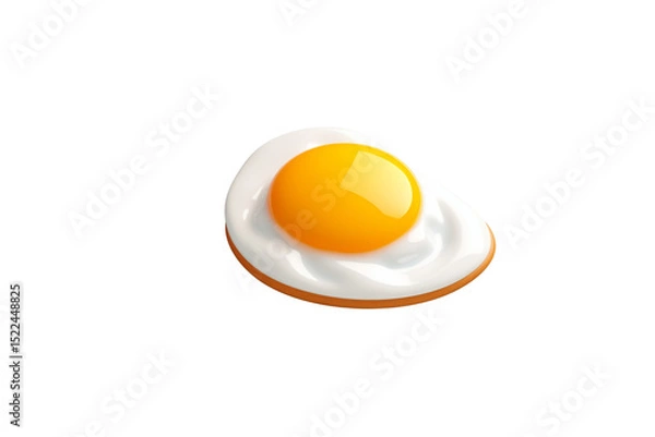 Fototapeta A single fried egg with a bright yellow yolk and a glossy white, isolated on a transparent background. background removed
