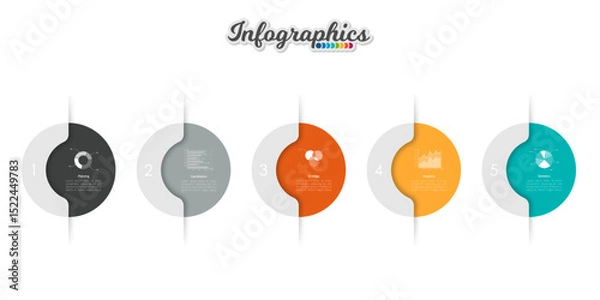 Fototapeta Infographic timeline template can be used for chart, diagram, web design, presentation, advertising, history