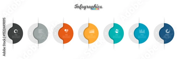 Fototapeta Infographic timeline template can be used for chart, diagram, web design, presentation, advertising, history