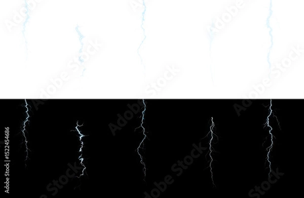 Obraz Lightning, electricity, energy, electric, spark effects in a digital style. PNG format lightning bolts, glowing energy, transparent Overlay. Powerful PNG plasma charge with impact.