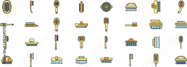 Fototapeta Pet brushes in various shapes and sizes, designed for grooming different types of animals, promoting hygiene and well being