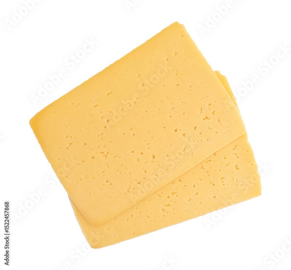 Obraz sliced cheese isolated on white background, top view