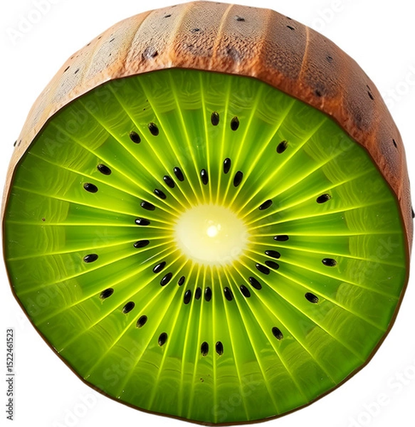 Fototapeta Realistic kiwi gemstone with vivid green tourmaline flesh.