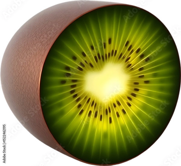 Fototapeta Realistic kiwi gemstone with vivid green tourmaline flesh.