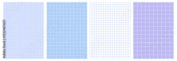 Fototapeta Geometric seamless pattern set light gray grid on background empty. Notepad paper hand drawn line style pastel color. Vector 10 eps