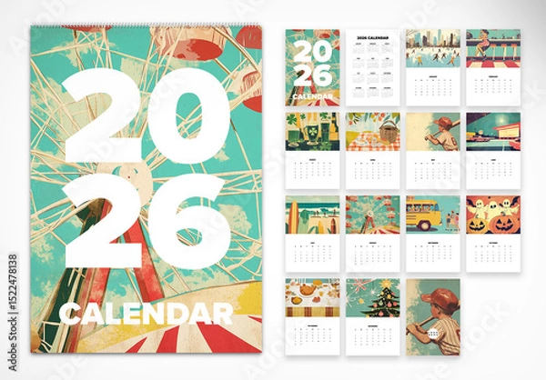 Obraz Retro Illustrated A3 Wall Calendar 2026
