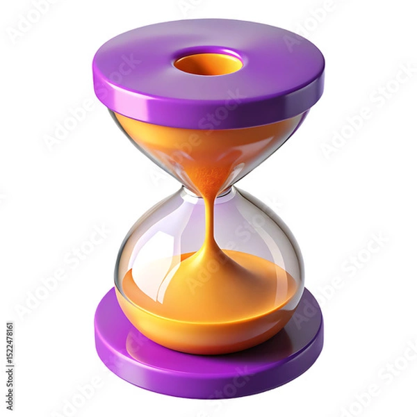 Obraz 3D Hourglass with Flowing Sand – Modern Time Symbol on Transparent Background