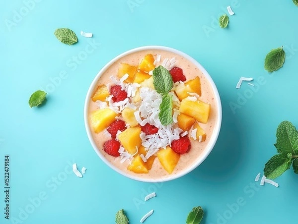 Obraz Healthy Peach Raspberry Smoothie Bowl