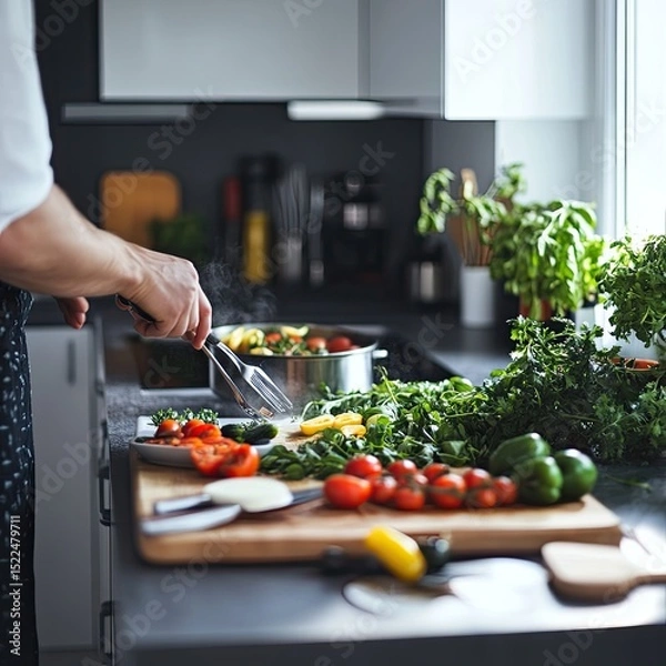 Obraz Chef cooking healthy food