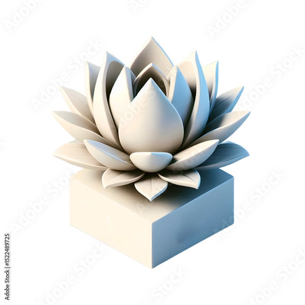 Obraz Elegant lotus flower sculpture on a minimalist base with an Airbnb logo