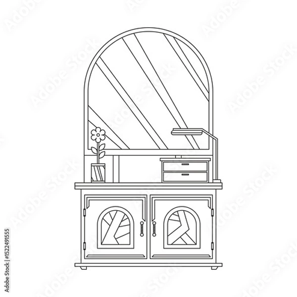 Fototapeta table furniture line design vector with mirror