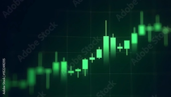Obraz A dynamic, ultra-realistic digital composition symbolizing bull market growth, featuring green arrows, charts, and financial elements in a clean, futuristic style. AI-Generated.

