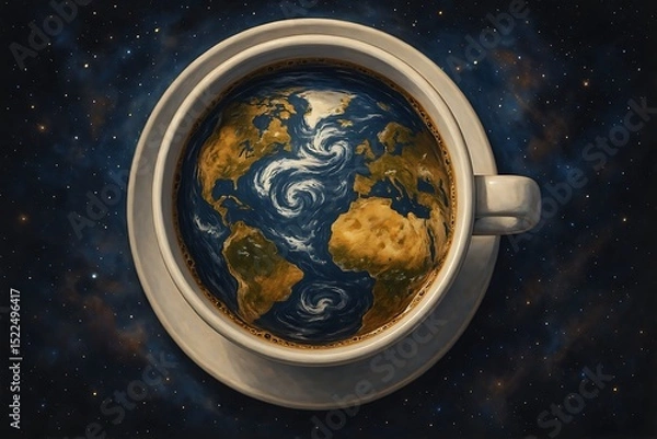 Obraz Coffee Mug with Earth Design Generative AI