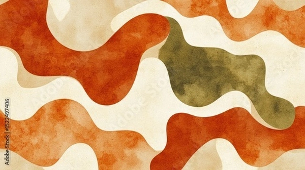 Fototapeta Abstract pattern of flowing, organic shapes in warm earthy tones.