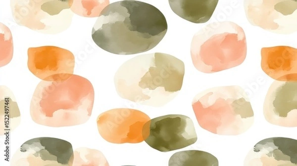 Fototapeta Abstract watercolor pattern of overlapping circles in muted tones.