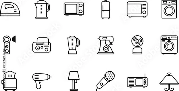 Fototapeta household appliances vector icon set such as toast (1).eps