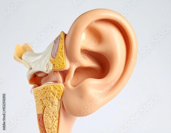 Fototapeta realistic model of the human middle ear showing mesotympanitis-induced