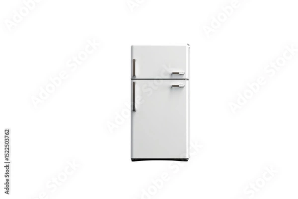 Fototapeta A classic white refrigerator, standing alone against a muted transparent background. background removed