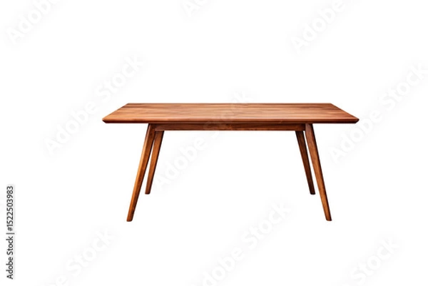 Fototapeta Simple, elegant mid-century modern wooden table, perfect for any room. background removed