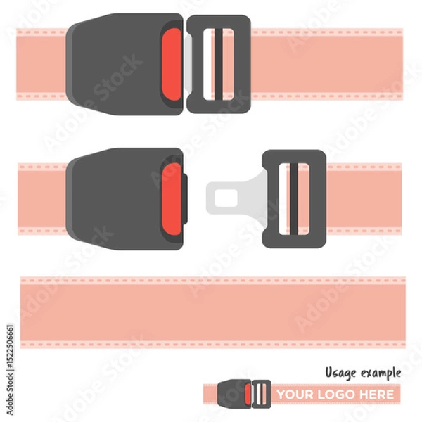 Obraz イラスト素材:交通安全、自動車のシートベルト(主線なし)モノトーン