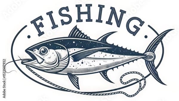 Obraz Identical Black Tuna Icons in Horizontal Lineup for Patterns