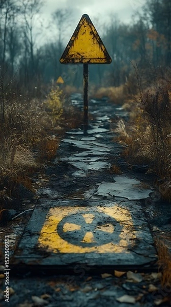 Fototapeta Desolate nuclear test site with hazard symbol High Resolution Picture