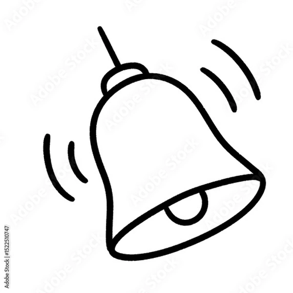 Fototapeta Ringing Bell Icon – Hand-Drawn Minimal Line Art Symbol for Alerts, Notifications, and School Bells