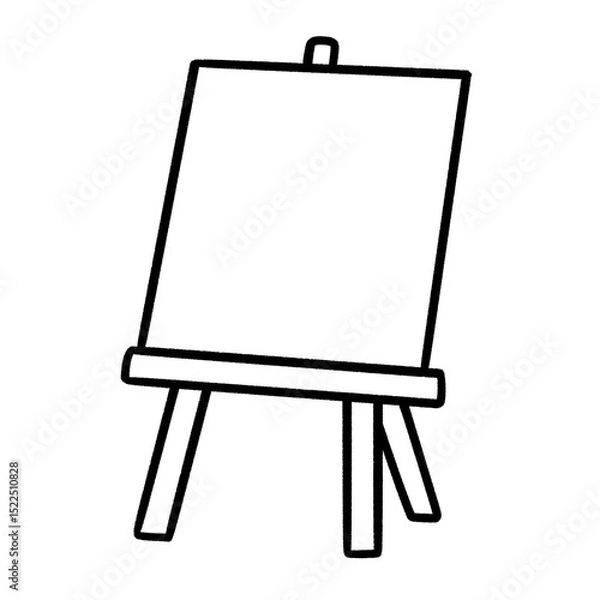 Fototapeta Easel with Blank Canvas Icon – Minimal Hand-Drawn Line Art for Art, Creativity, and Design Concepts