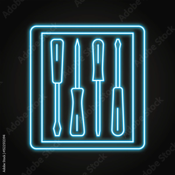Obraz Screwdriver set neon line icon