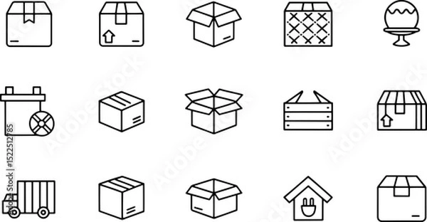Fototapeta delivery icon set contains open box  package retur.eps