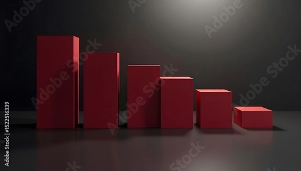 Obraz A powerful digital visualization of bear market decline, featuring red arrows, falling charts, and dynamic symbols of financial downturn in a dark, clean, modern style. AI-Generated.

