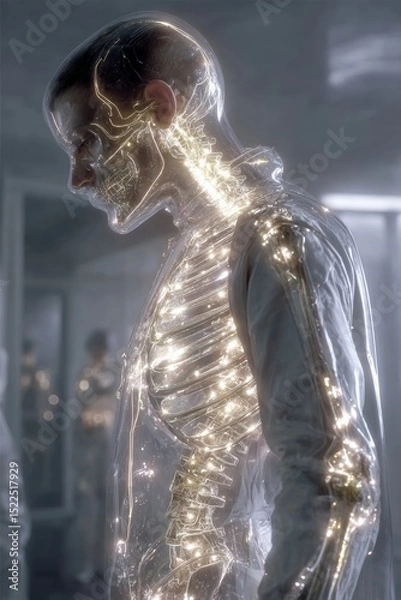 Fototapeta Ai healthcare revolution holographic projection scanning for virus detection and infection prevention in patients bodies