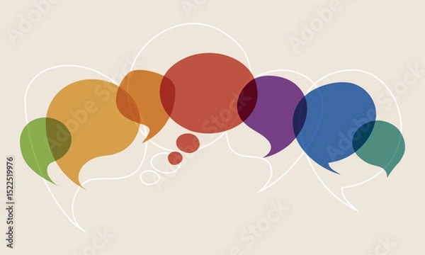 Fototapeta Speech bubbles communication and teamwork concept for business dialogue and idea sharing