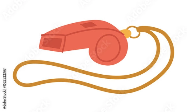 Fototapeta coach's whistle. A mentor's item for training. Flat color isolated illustration. It is suitable for applications, websites, blogs about training, yoga, health, rehabilitation and an active lifestyle.