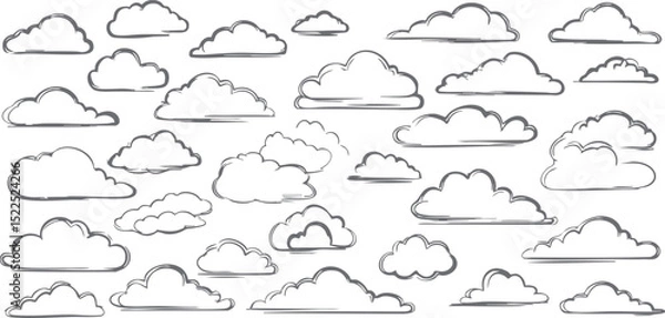 Fototapeta minimal summer clouds vector set