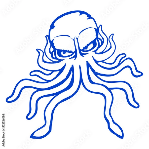 Obraz Octopus squid cephalopod cool tentacle sea monster Isolated Vector Graphic Design Illustration
