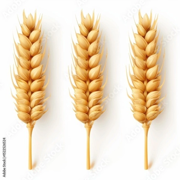 Obraz Wheat icon, rye ears sign, barley emblem, oats, cereals symbol, wheat ear, seeds, corns set