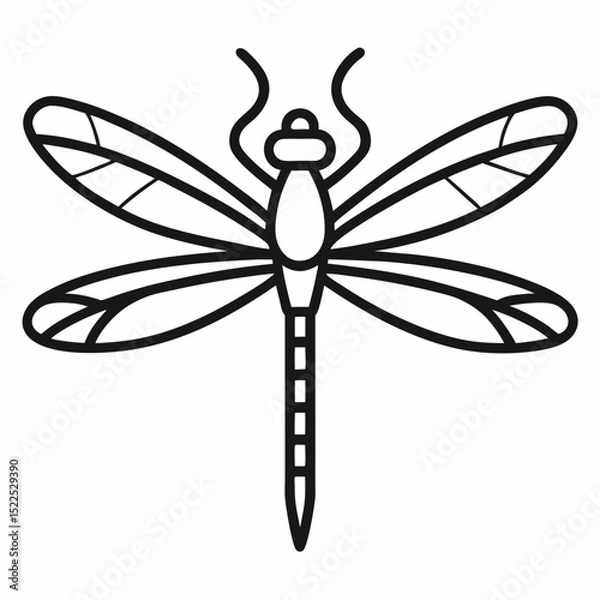 Fototapeta Dragonfly outline icon on white background