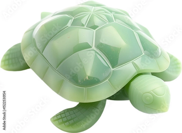 Fototapeta Smoothly carved jade turtle with detailed limbs, sharp shell edges, natural depth, and elegant simplicity. 