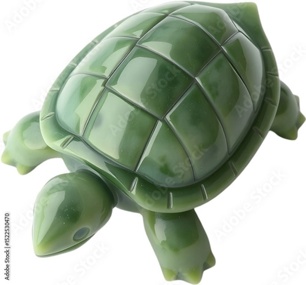 Fototapeta Smoothly carved jade turtle with detailed limbs, sharp shell edges, natural depth, and elegant simplicity. 