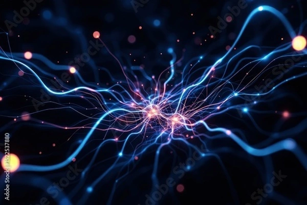 Obraz Abstract energetic lines and particles in vibrant colors