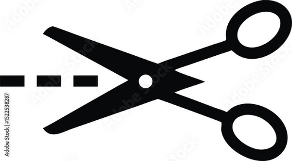 Obraz Black Scissors Cutting Dotted Line on White Background Cut Here!
